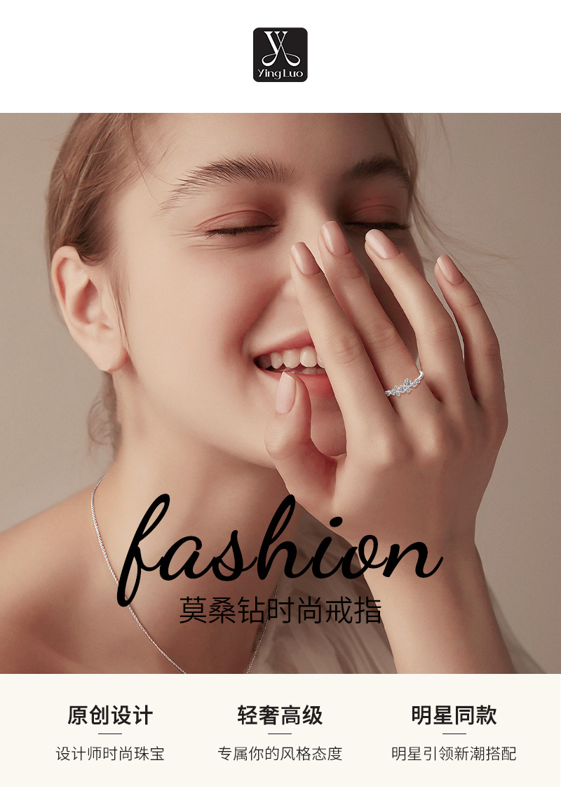 Moissanit Ring für Damen mit Sternendesign, Silber