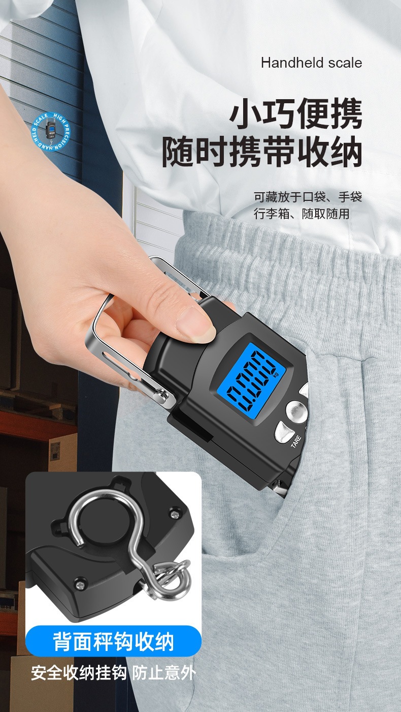 Electronic hanging scale 50kg rechargeable with tape