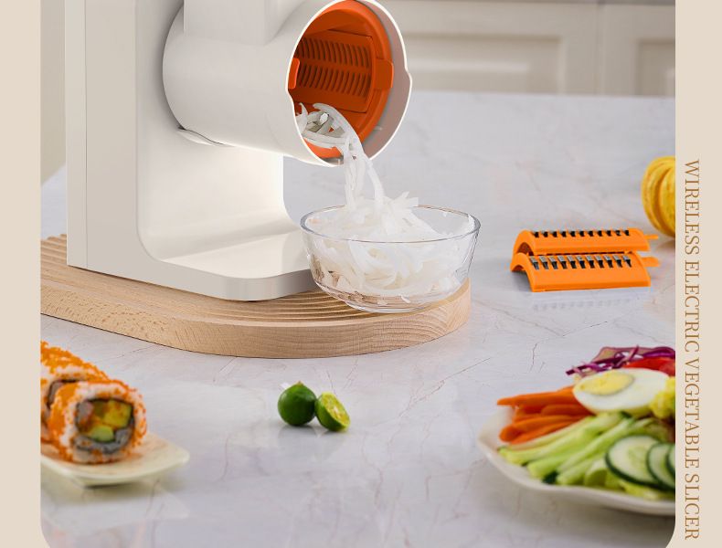 Electric vegetable cutter, fully automatic, 3-in-1 drum blade