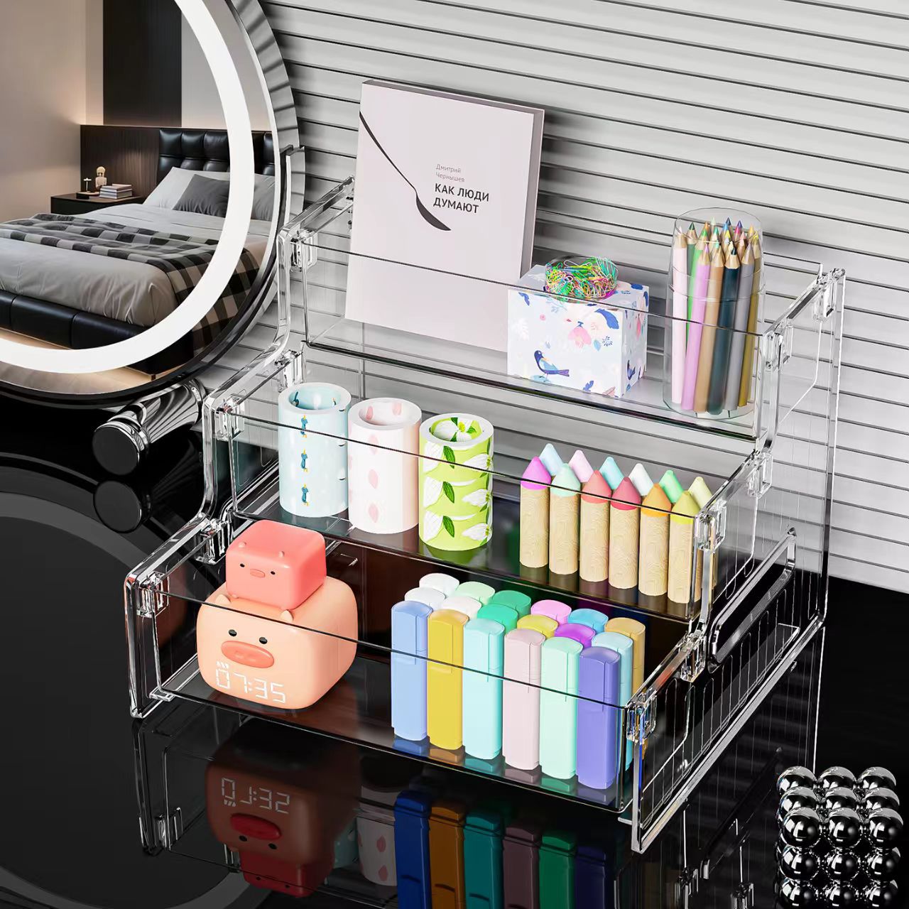 Transparent multi-layer PET cosmetics storage box
