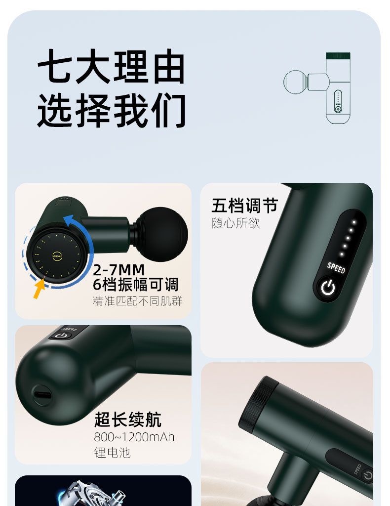 新款专业迷你筋膜枪可变振幅按摩枪肌肉放松小型按摩颈膜枪工厂