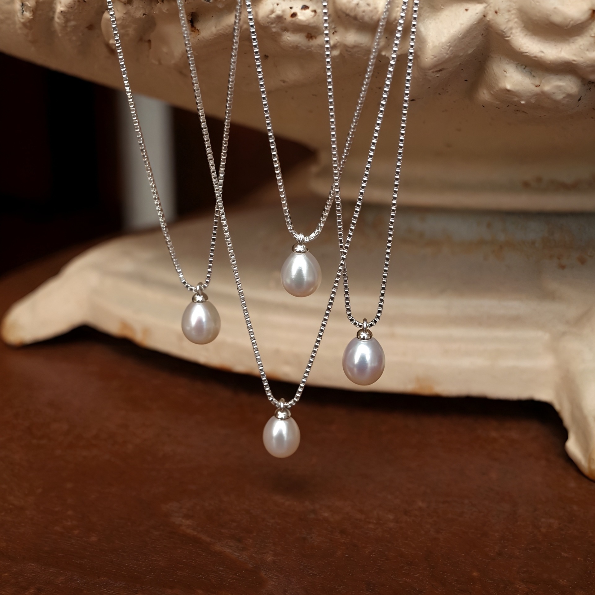 S925 sterling silver freshwater pearl necklace