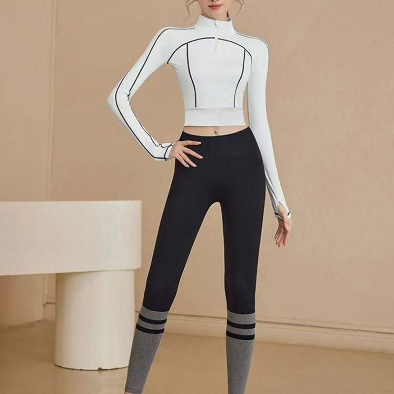 Damen Fitness-Kleidung Langarm Yoga-Set Slim Fit