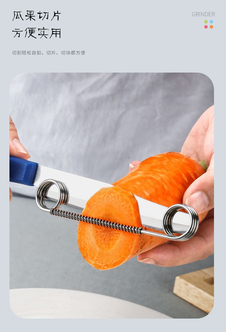 Fruit and vegetable peeler knife, adjustable spring slicer