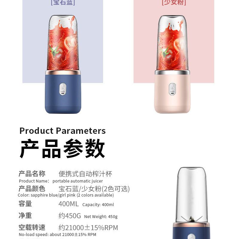 Mini blender, USB rechargeable, portable