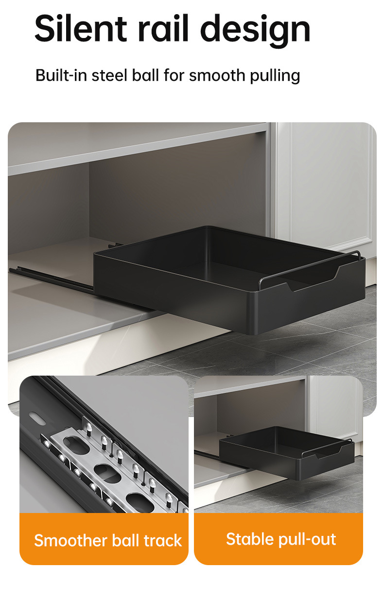 Kitchen Pull-Out Storage Rack Spice Organizer Black