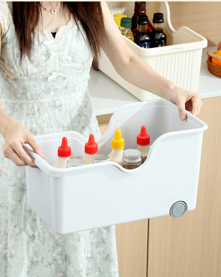 Kunststoff-Küchenlagerbox mit Rädern, japanischer Stil