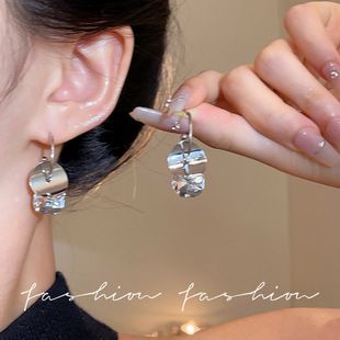 Ring earrings, simple design, silver