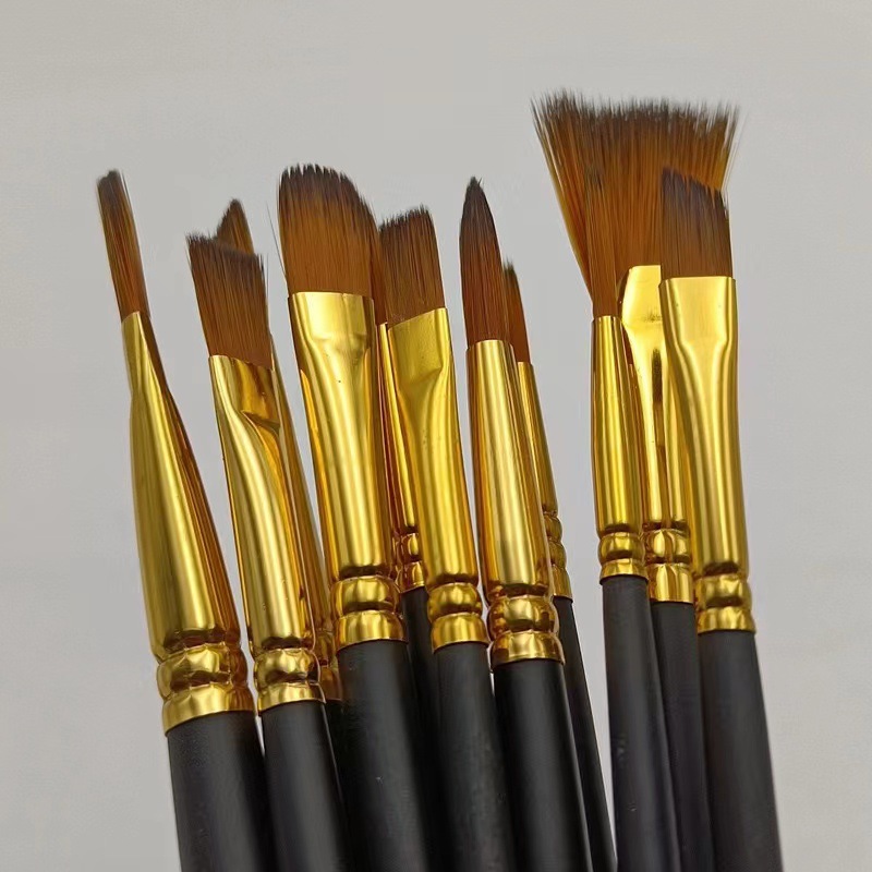 12-piece brush set, nylon, acrylic and gouache paint