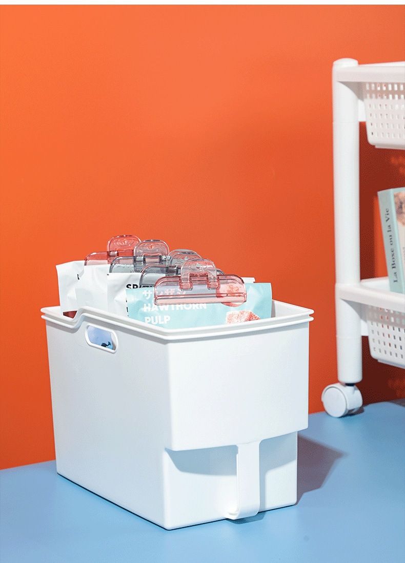 Tall cabinet storage box with handle for kitchen organization