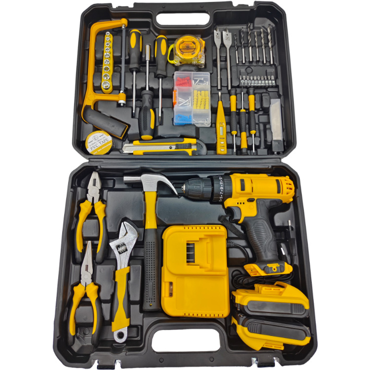 21V lithium electric drill set with 118 accessories, dual speed