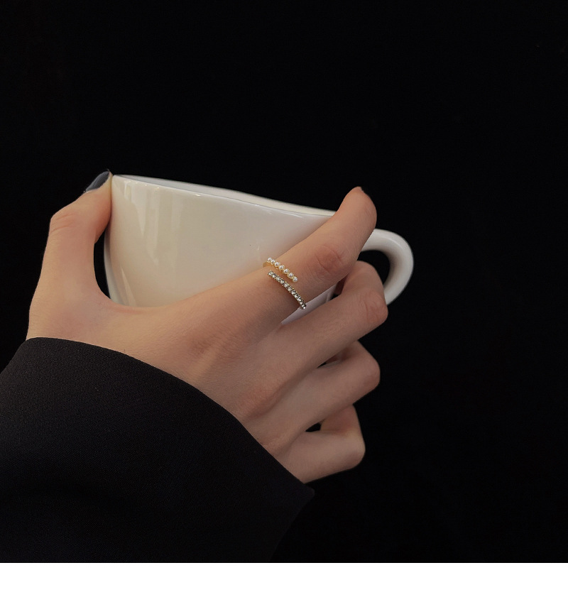 Pearl ring women adjustable open design