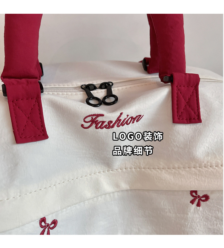 Bow-Detail Large-Capacity Travel Bag with Padding, Single Shoulder