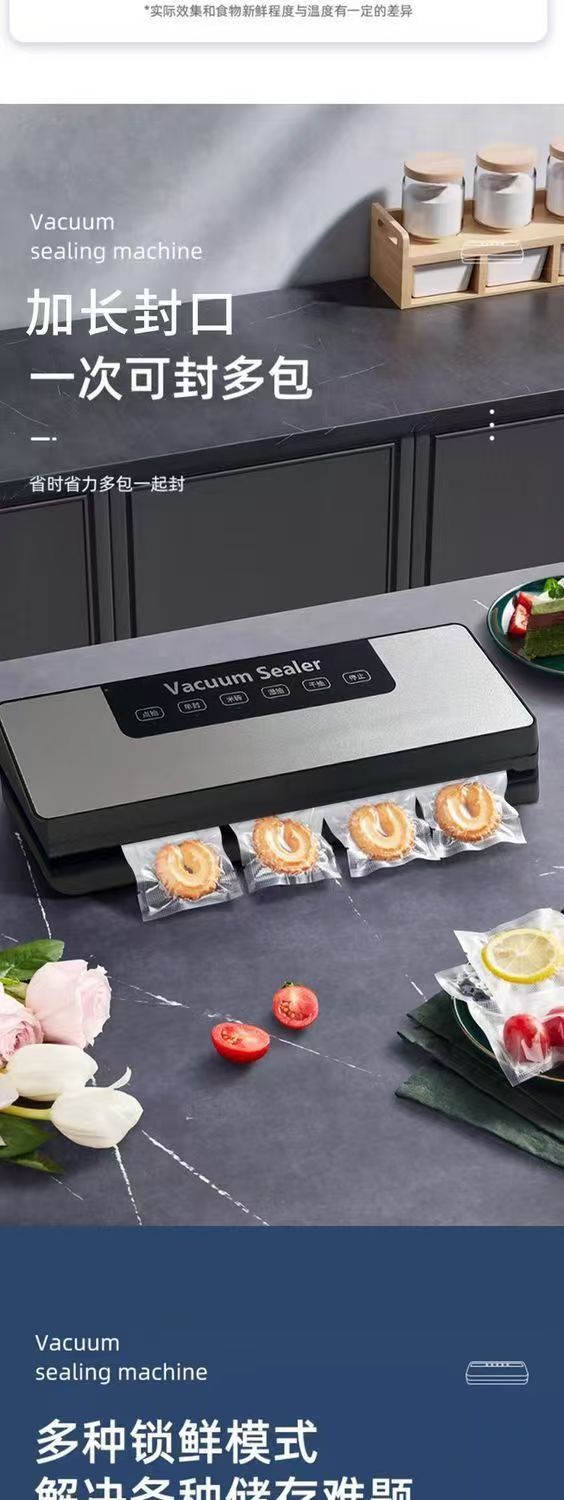 Automatic vacuum sealer with knife, dry and wet, digital display