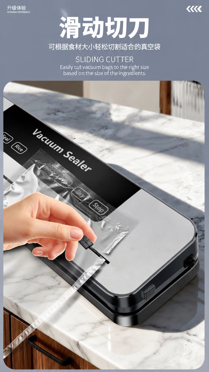 Vakum paketleme makinesi, gıda için, bıçaklı, küçük boy