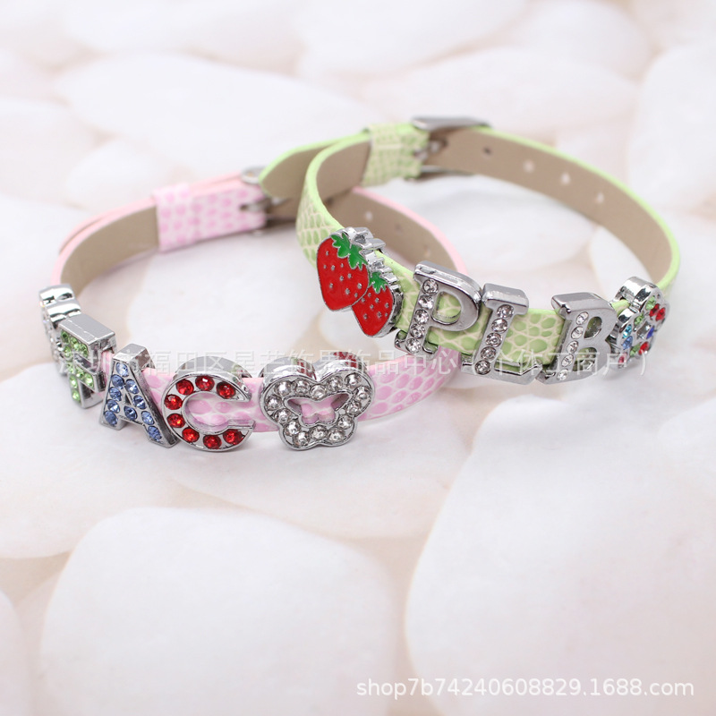 DIY 8mm PU leather wristband, slide charm compatible