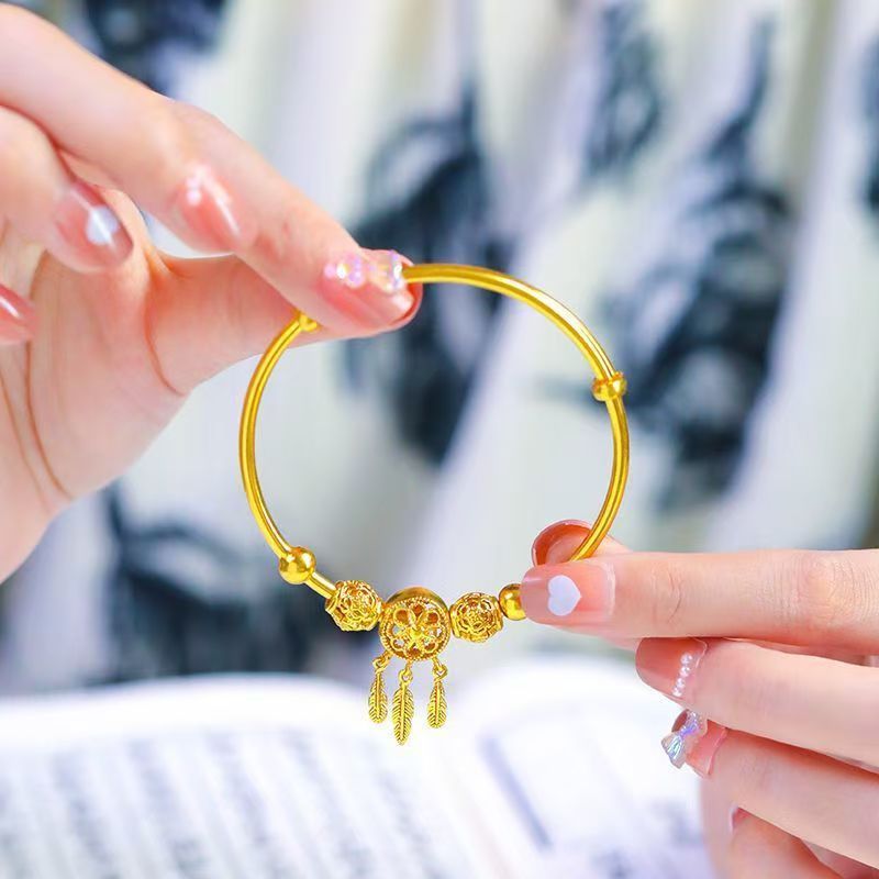 Dream catcher bracelet, sand gold, push-pull closure