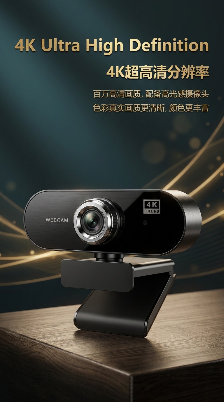 USB computer webcam, Full HD, plug and play, beauty effects