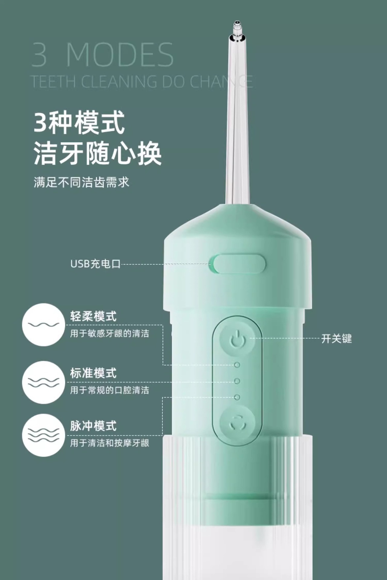 Portable electric pulse water flosser