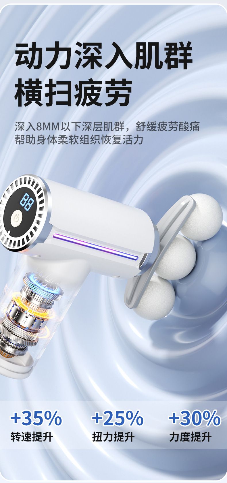 Mini Fascia Gun 3-Head USB Rechargeable Silent Massager
