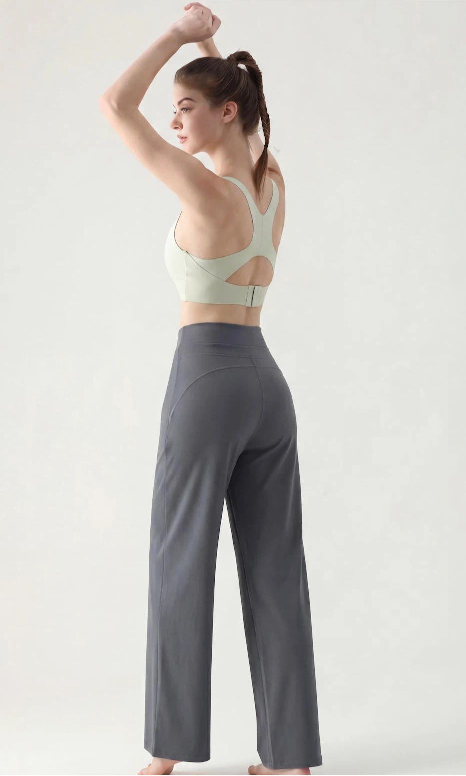Kadın bol spor pantolon yoga geniş bacak yüksek bel bağcıklı