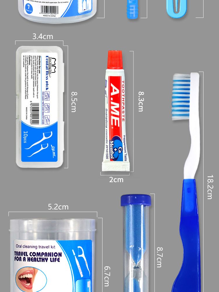 7-Piece Oral Care Kit with Toothbrush and Floss