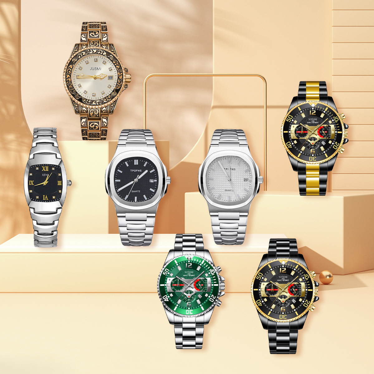 Men's 7-Piece Gift Set, Fashionable Watches