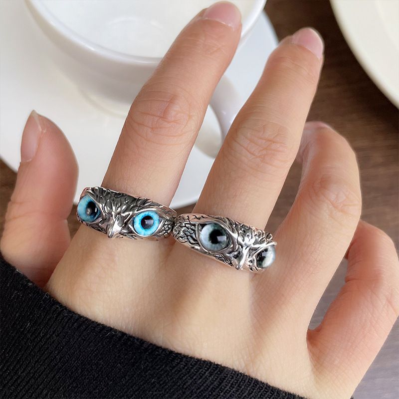 925er Silber Eulen-Ring Vintage-Stil Designer