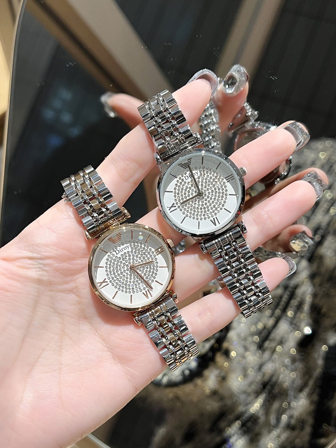 Amar AR1926 rose gold starry women's watch, steel strap quartz