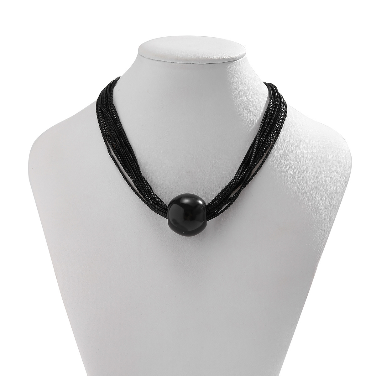 Multi-layer chain pendant necklace with spherical design