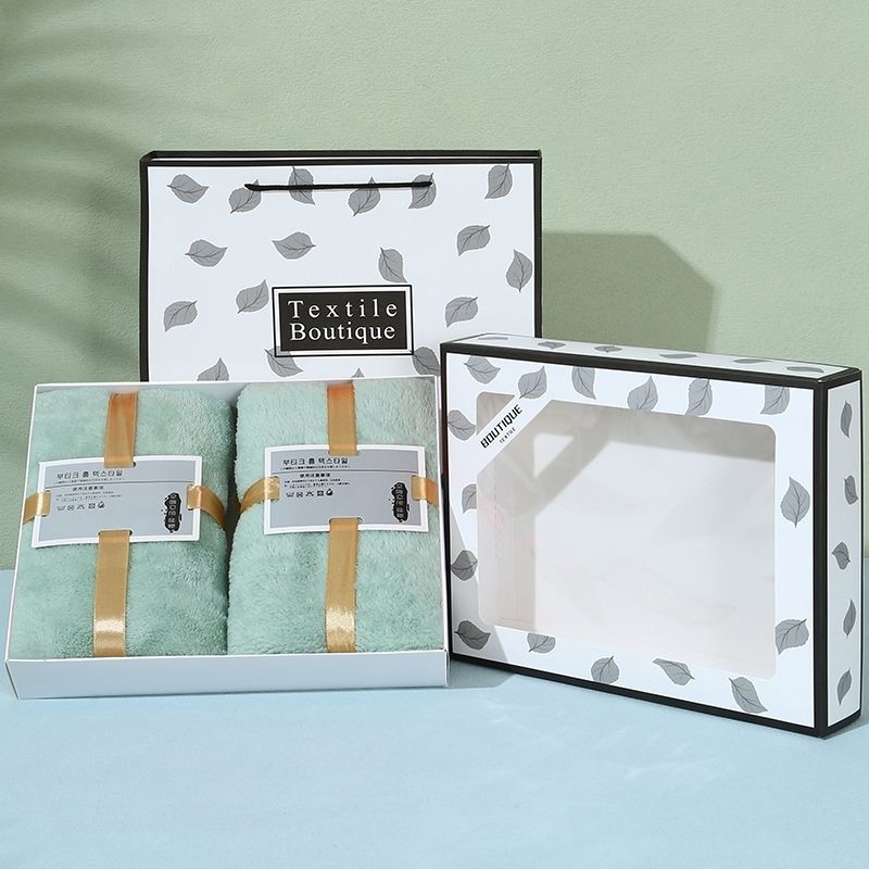 Korallen-Samttuch-Set, 2 Teile, Badetuch Geschenkbox