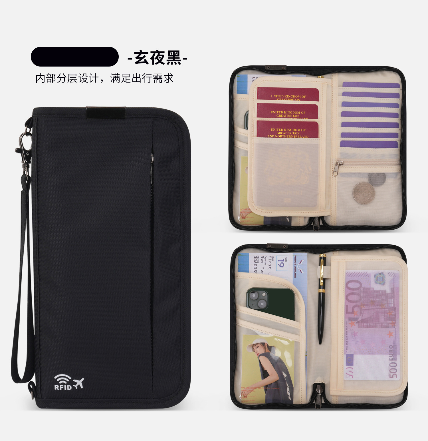 Pasaport cüzdan, RFID korumalı, seyahat organizatörü
