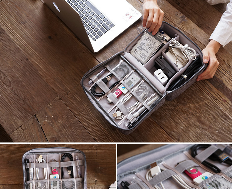 Portable storage organizer bag, large capacity for digital accessories and cables