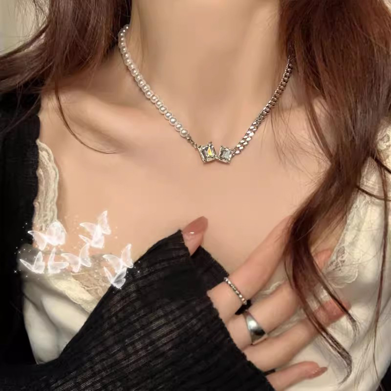 Strass-Quasten-Halskette, edles Design Schlüsselbein-Kette