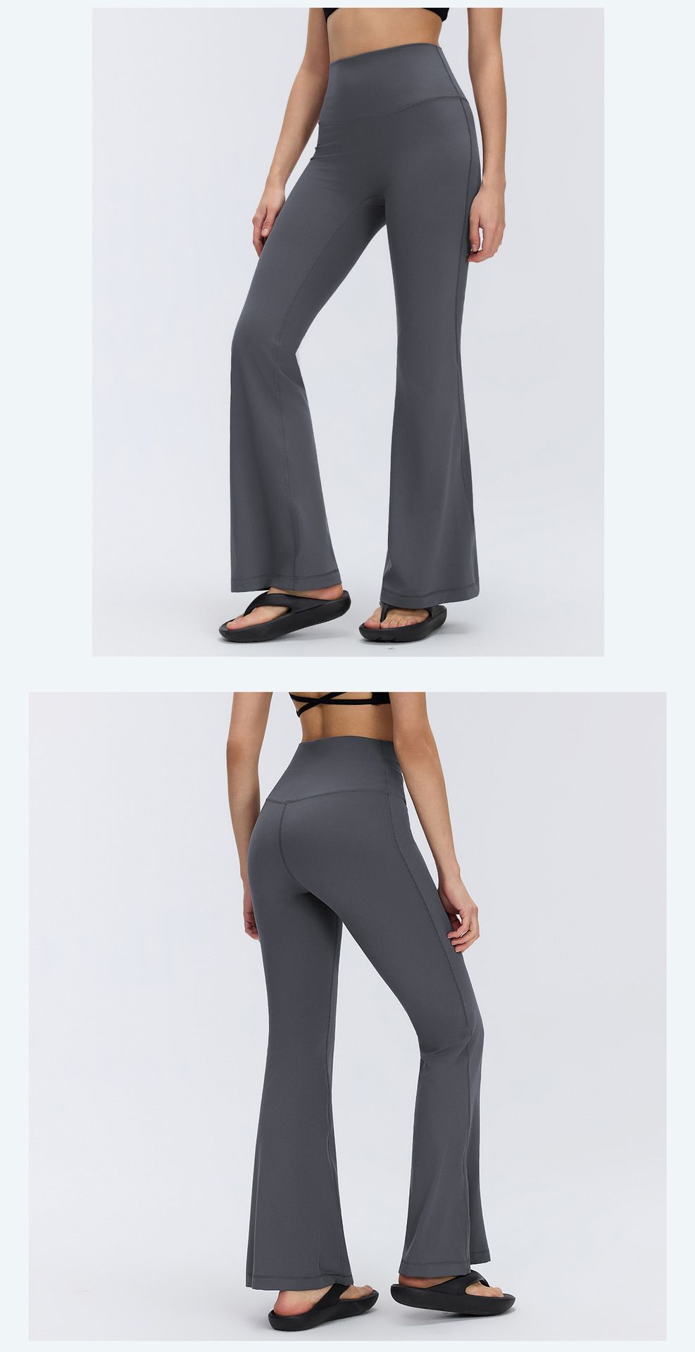 Yüksek bel yoga taytı kadın şeftali kaldırma flare pantalonu D26017