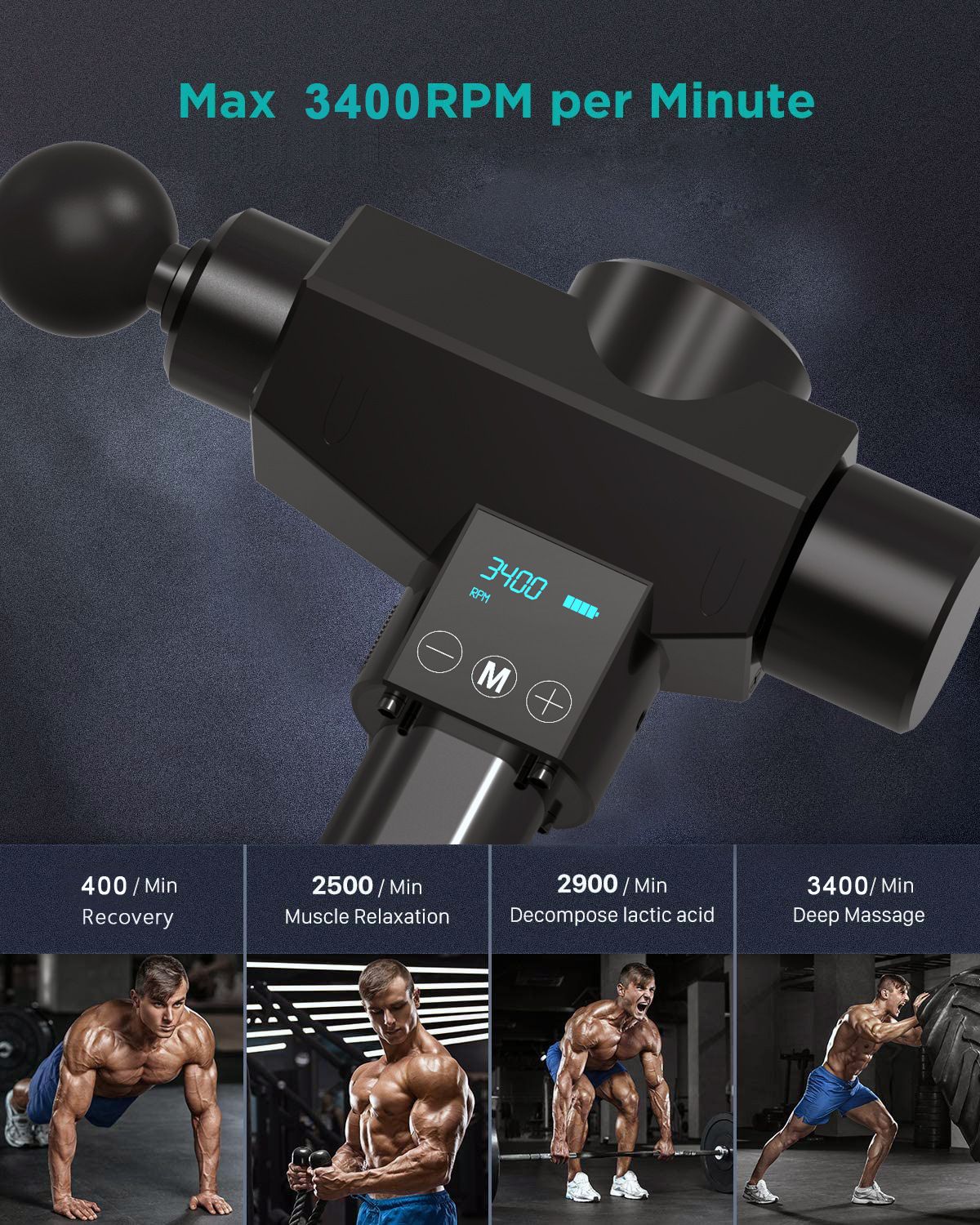 DMX Fasyal Tabancası Profesyonel Yarışma Kas İyileştirme ve Rahatlama Cihazı 16 İtme Seviyesi 45KG Derin Kas Stimülasyon Cihazı