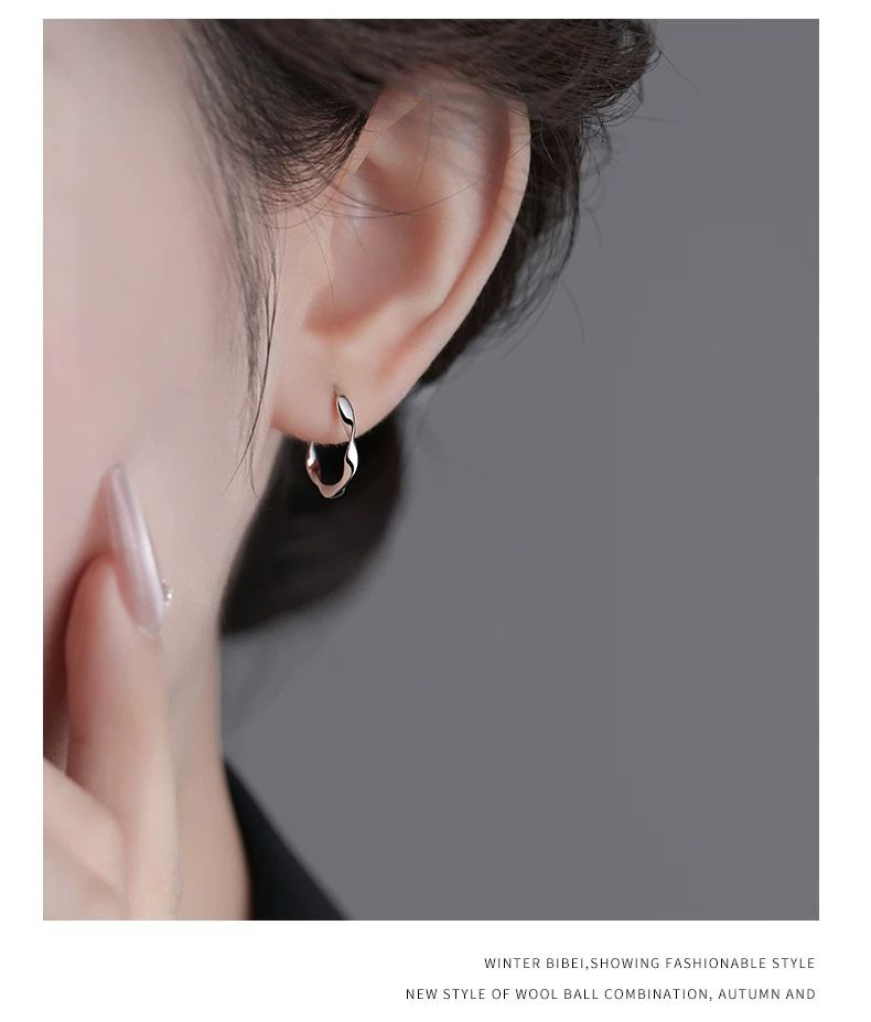 S999 gümüş kulak çivisi, Möbius halkası, minimalist tasarım