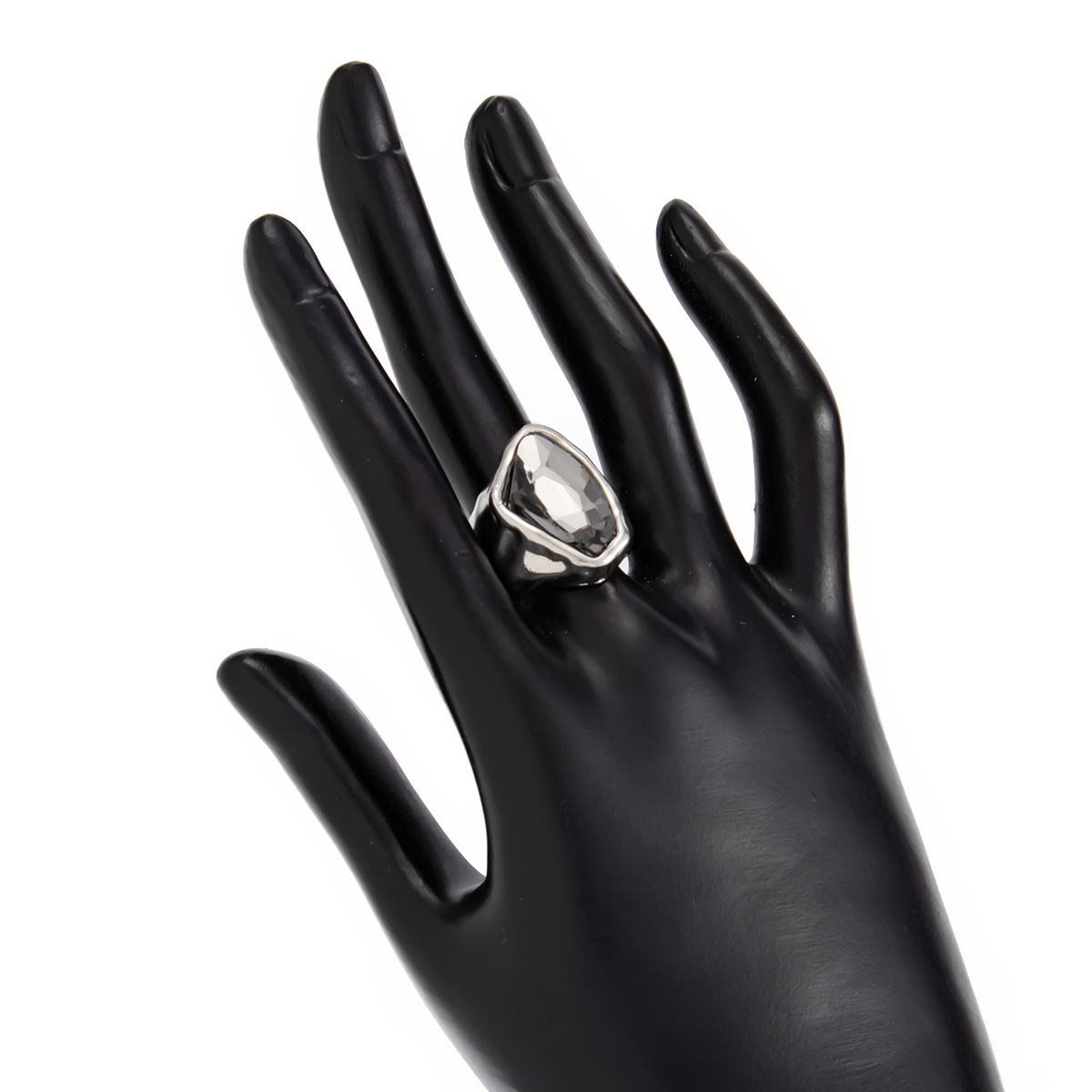 Acryl-Schwarzstein-Ring mit geometrischem Metallquadrat