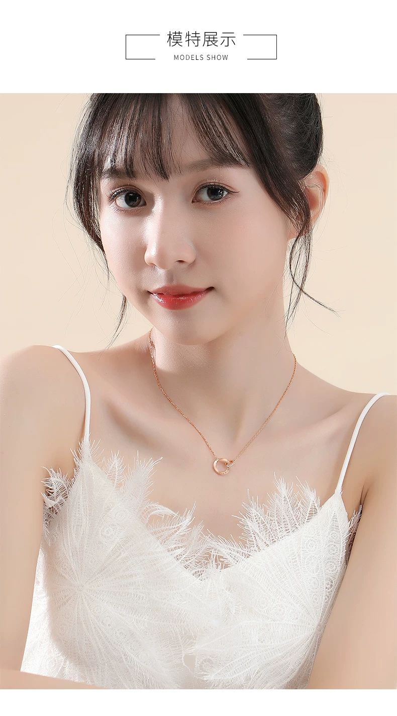 Women's Necklace, Mobius Ring Design, Luxury Collarbone Chain