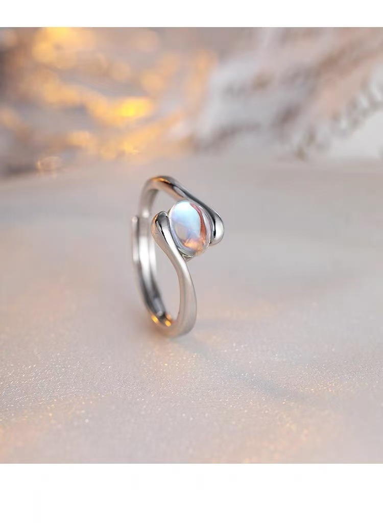 925 sterling silver moonstone ring, adjustable