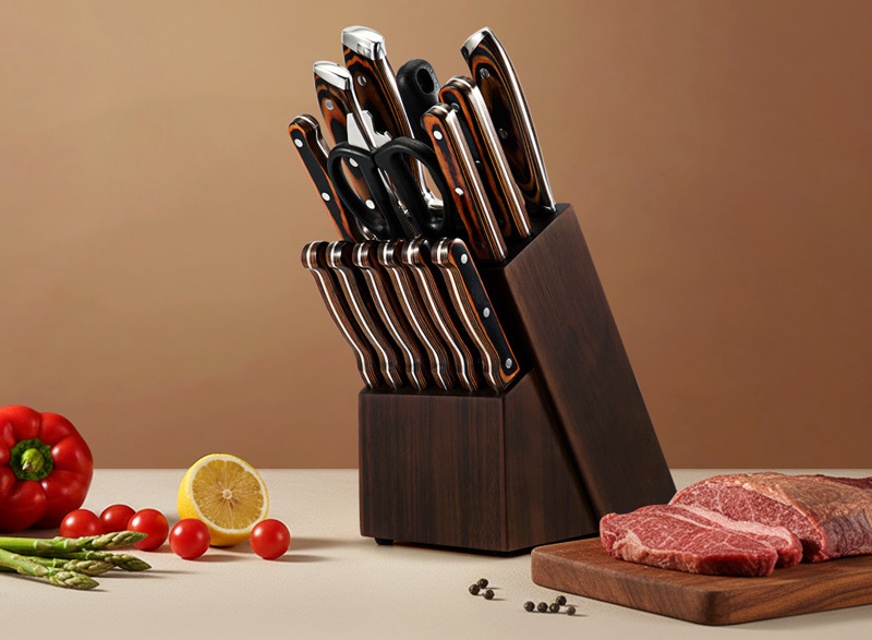 Edelstahl-Messerset 15-teilig Kochmesser