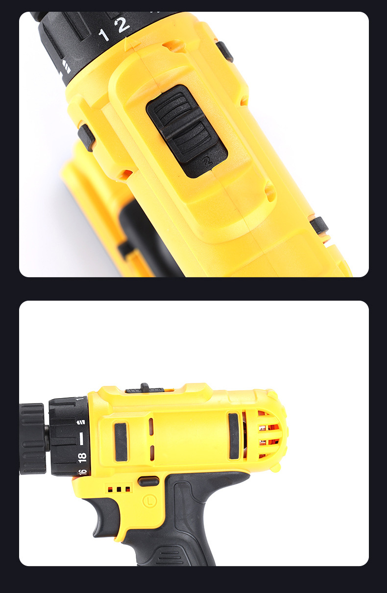 Cordless lithium electric drill, dual-speed pistol grip