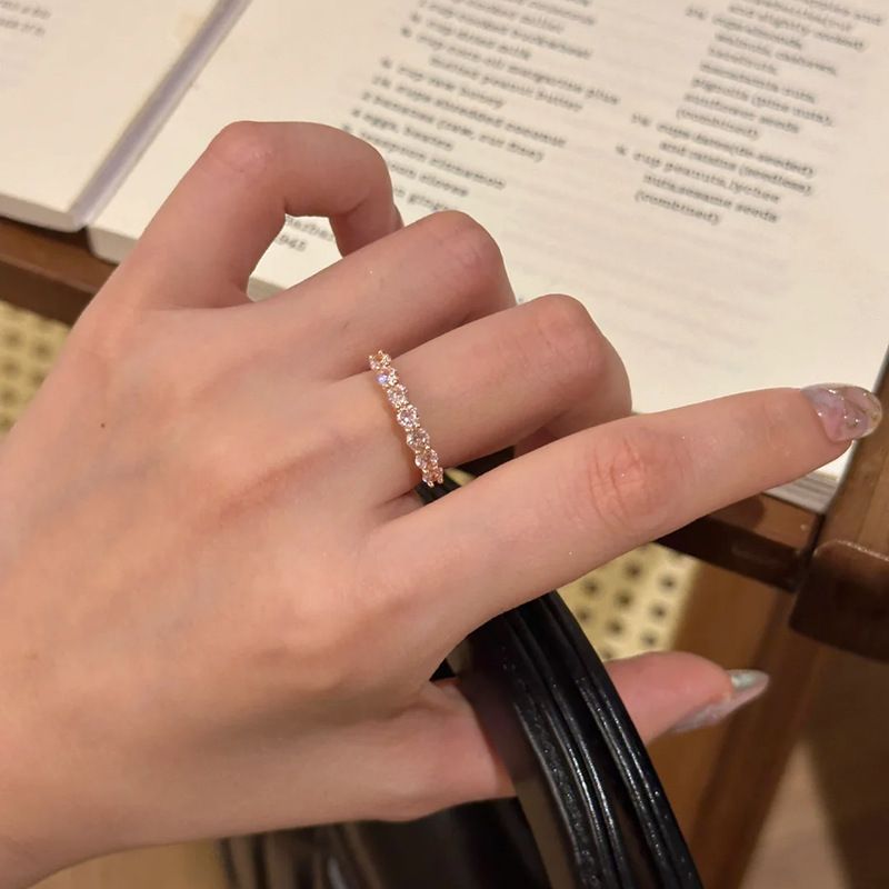 Pink Zircon Eternity Ring for Women, Stackable