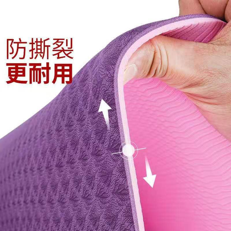 TPE yoga mat 6mm, dual-color, universal size, with carry set