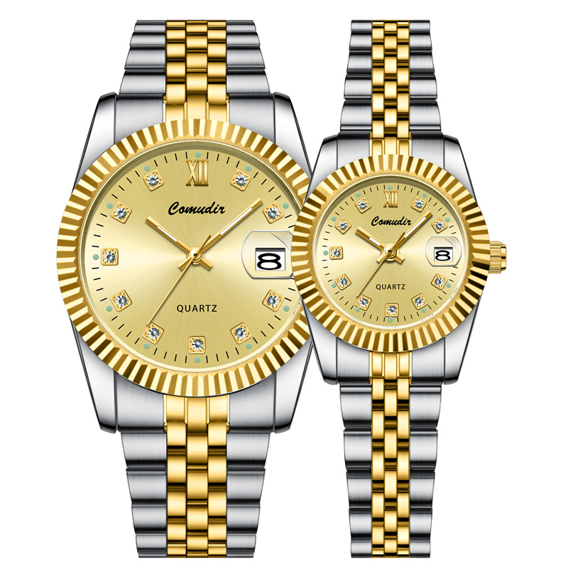Couple quartz watch, waterproof with calendar