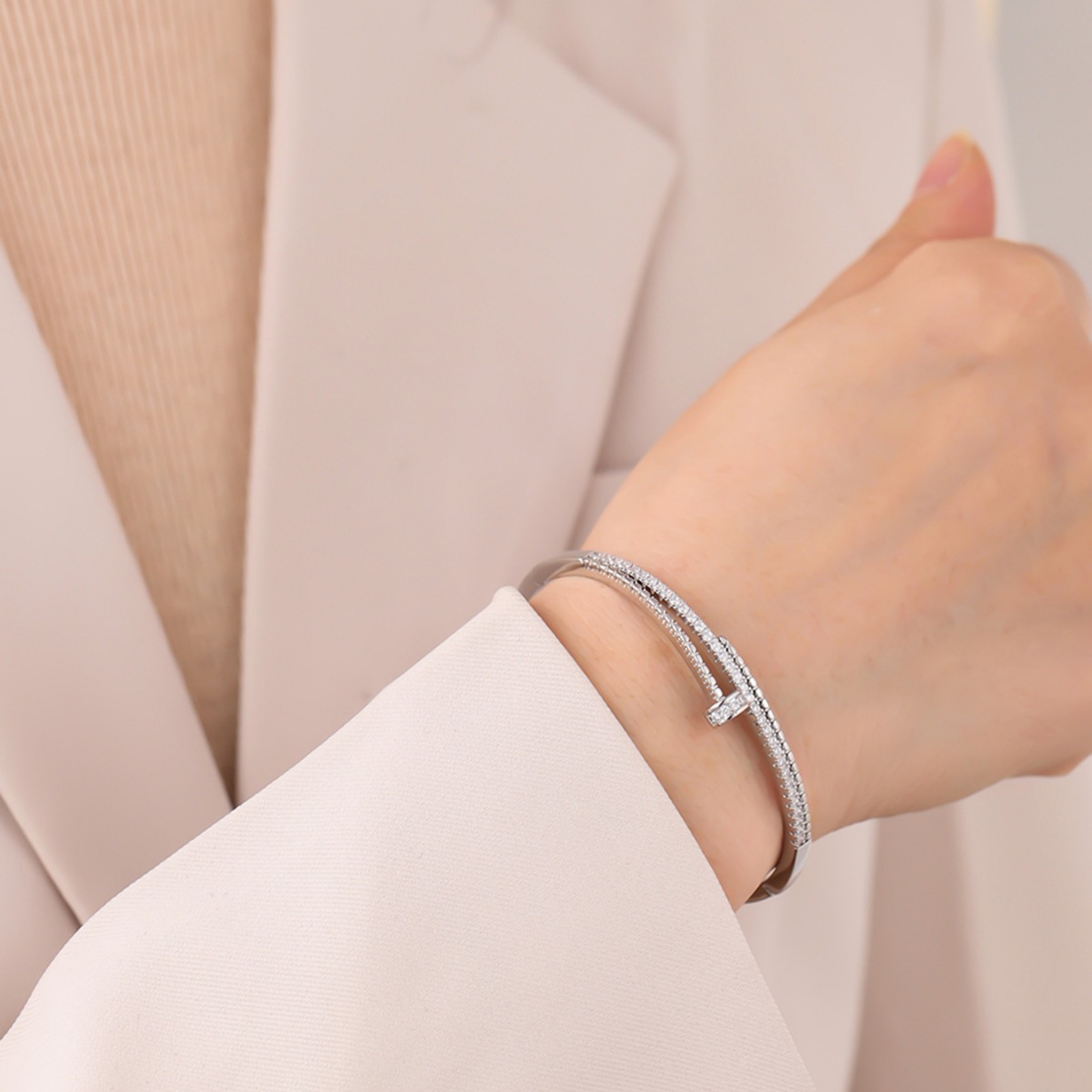 Armband, kupferplattiert, Zirkonia mit Sternenmotiv