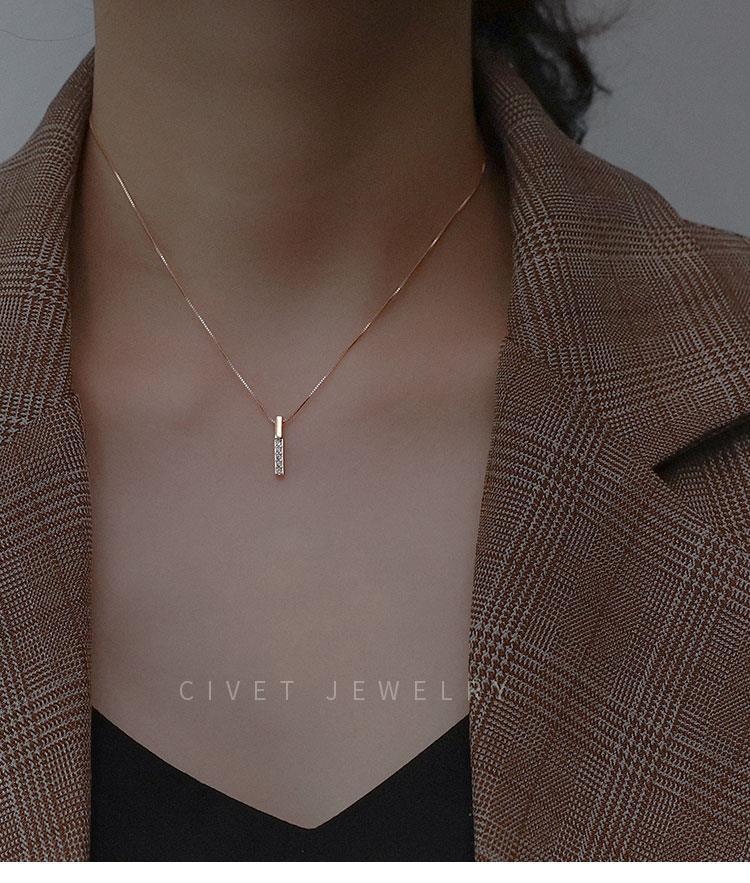925er Silberhalskette, Damen, Minimalistisch, Rosegold