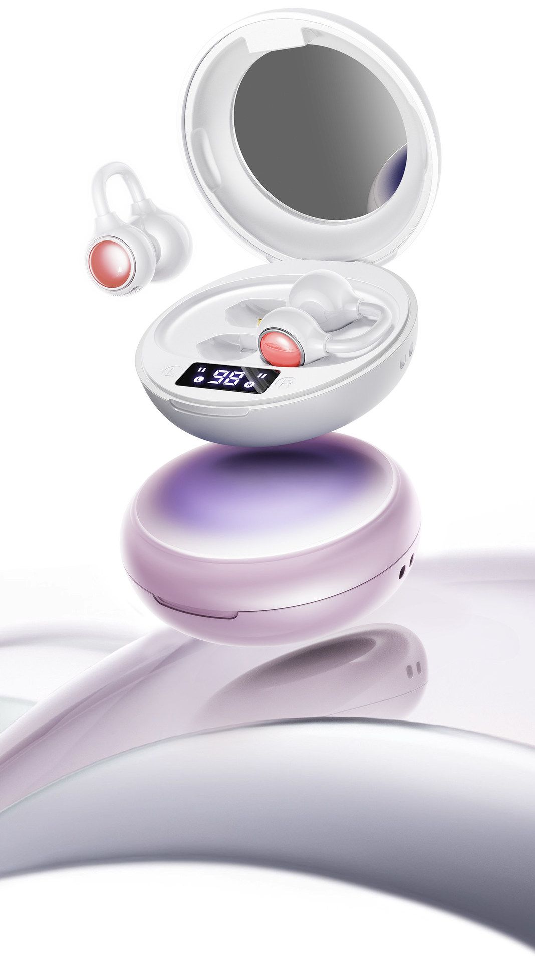 Makeup Mirror Bluetooth Earbuds, Bluetooth 6.0, Low Latency