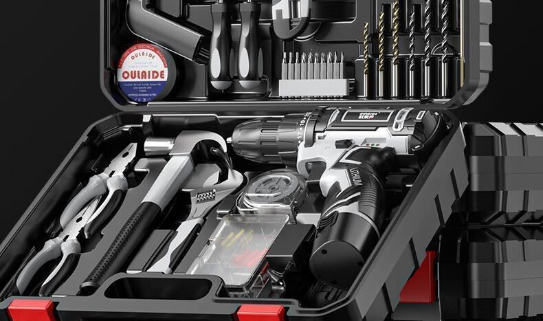 Household repair tool set with electric drill multipurpose