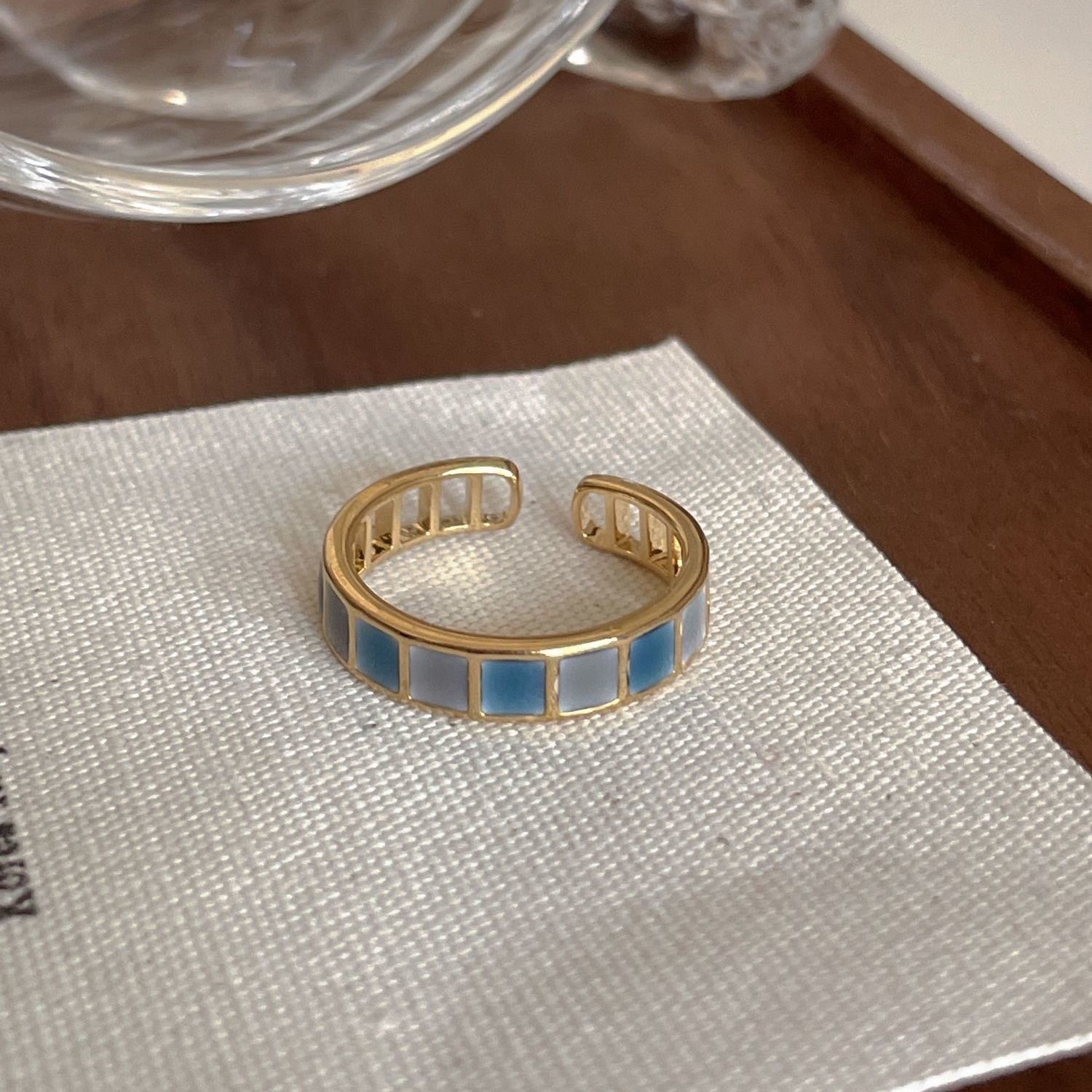 Emerald gemstone open statement ring for women